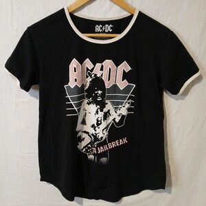 AC/DC :74 Jailbreak Junior  Size Large Black With White Trim